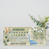 Oerwoud Volcano Dinosaur Theme Park Ticket Verjaar Kaart (Staand voorkant)