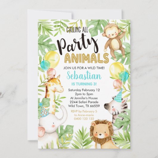 Oerwoud voor diervriendelijke oerwoud Birthday Kaart (Voorkant)