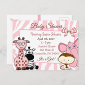 Oerwoud voor meisjes of dierentuindieren Theme Bab Uitnodiging Briefkaart (Voorkant / Achterkant)