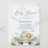 Oerwoud Vrienden Rijden Auto Baby shower Kaart (Voorkant)