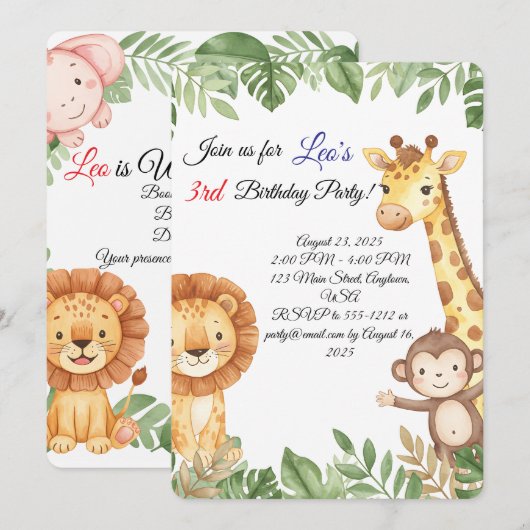 Oerwoud Vrienden Uitnodiging (Voorkant / Achterkant)