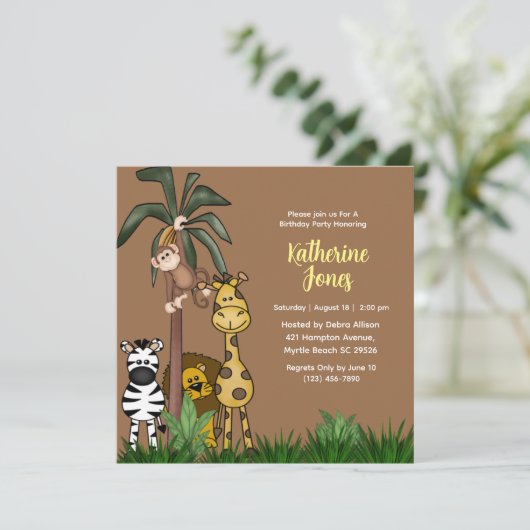 Oerwoud Vrienden Verjaardagsfeestuitnodiging Kaart (Staand voorkant)