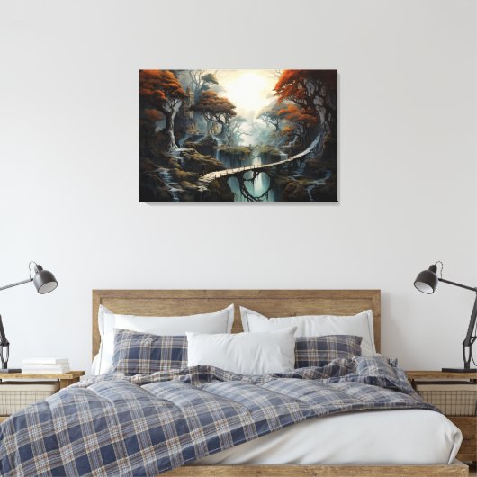 Oerwoud Wanderer: Fantasy Landschapskunst in het g Canvas Afdruk (Insitu (Slaapkamer))