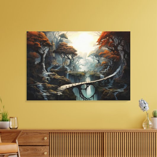 Oerwoud Wanderer: Fantasy Landschapskunst in het g Canvas Afdruk (Insitu (Woonkamer))