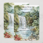 Oerwoud Waterval Tropical Motorcycle Verjaardag Kaart (Voorkant / Achterkant)