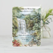 Oerwoud Waterval Tropical Motorcycle Verjaardag Kaart (Staand voorkant)