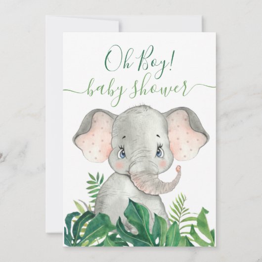 Oerwoud Waterverf Baby shower Elephant Kaart (Achterkant)