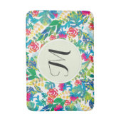 Oerwoud Waterverf Flowers Floral Fine Monogram Badmat (Voorkant Verticaal)
