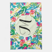 Oerwoud Waterverf Flowers Floral Fine Monogram Theedoek (Verticaal)