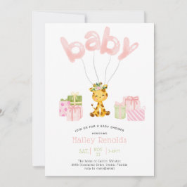 Oerwoud Waterverf Giraffe Baby shower roze Safari Kaart