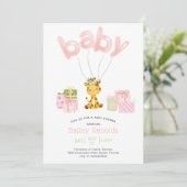 Oerwoud Waterverf Giraffe Baby shower roze Safari Kaart (Staand voorkant)