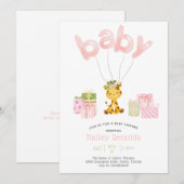 Oerwoud Waterverf Giraffe Baby shower roze Safari Kaart (Voorkant / Achterkant)