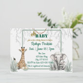 Oerwoud Waterverf Giraffe Olifant baby shower Kaart (Staand voorkant)