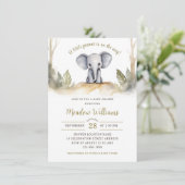 Oerwoud Waterverf Olifant Neutraal Baby shower Kaart (Staand voorkant)