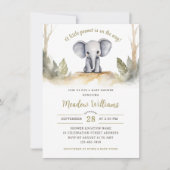 Oerwoud Waterverf Olifant Neutraal Baby shower Kaart (Voorkant)