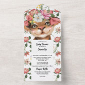 Oerwoud waterverf tijgerkuiken kat baby shower all in one uitnodiging (Binnen)