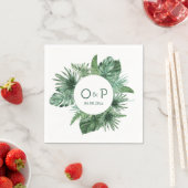 Oerwoud waterverf tropische groene bladeren servet (Insitu)