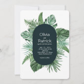 Oerwoud waterverf tropische groene bladeren uitnod (Voorkant)