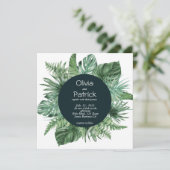 Oerwoud waterverf tropische groene bladeren uitnod (Staand voorkant)