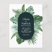 Oerwoud waterverf tropische groene bladeren uitnod