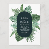Oerwoud waterverf tropische groene bladeren uitnod briefkaart (Voorkant)