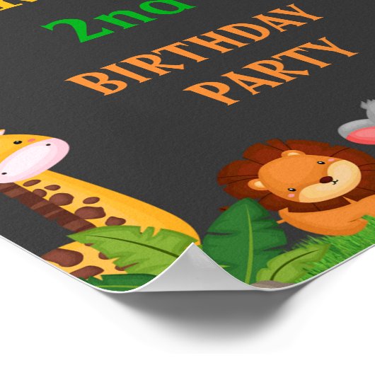 Oerwoud welkom partijteken Wilde Dieren poster (Hoek)