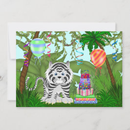 Oerwoud White Tiger Birthday Party Invitation Kaart