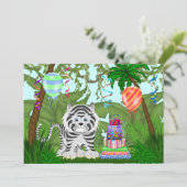 Oerwoud White Tiger Birthday Party Invitation Kaart (Staand voorkant)