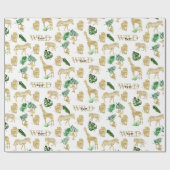 Oerwoud Wild Animal Pattern Elegant Gold Green Cadeaupapier (Vlak)