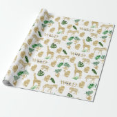 Oerwoud Wild Animal Pattern Elegant Gold Green Cadeaupapier (Uitgerold)