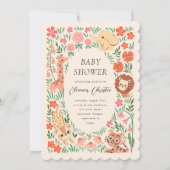 Oerwoud Wild Animal Tropical Baby shower Invitatio Kaart (Voorkant)