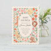 Oerwoud Wild Animal Tropical Baby shower Invitatio Kaart (Staand voorkant)