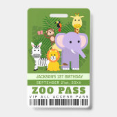 Oerwoud Wild Animal Zoo VIP Pass Kids Verjaardag Badge (Back)