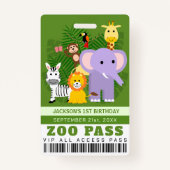 Oerwoud Wild Animal Zoo VIP Pass Kids Verjaardag Badge (Achterkant)