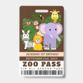Oerwoud Wild Animal Zoo VIP Pass Kids Verjaardag Badge (Back)