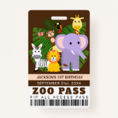 Oerwoud Wild Animal Zoo VIP Pass Kids Verjaardag Badge (Voorkant)