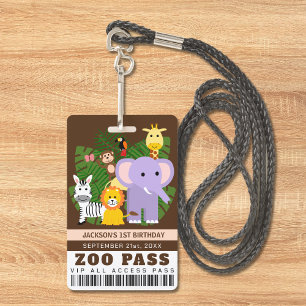 Oerwoud Wild Animal Zoo VIP Pass Kids Verjaardag Badge