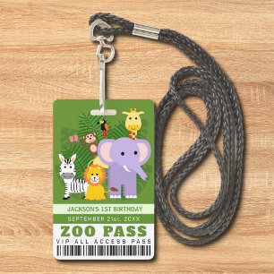 Oerwoud Wild Animal Zoo VIP Pass Kids Verjaardag Badge