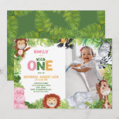 Oerwoud Wild Een Meisje 1e Verjaardag Foto Kaart (Voorkant / Achterkant)