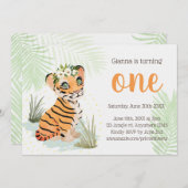 Oerwoud Wild & Gratis Bloemen 1e Verjaardag Tijger Kaart (Voorkant / Achterkant)