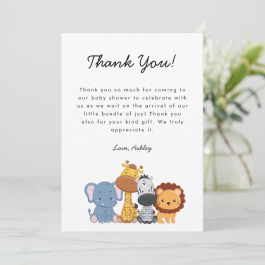 Oerwoud Wild One Baby shower Bedankkaart (Staand voorkant)