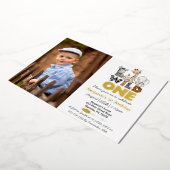 Oerwoud Wild One Foto Real Gold Foil Uitnodiging (Gedraaid)