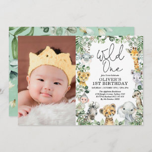 Oerwoud Wild One Greenery Safari 1ste verjaardag F Kaart