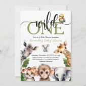 Oerwoud Wild One Safari Animal Baby shower Kaart (Voorkant)