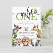 Oerwoud Wild One Safari Animal Eerste Verjaardagsf Kaart (Staand voorkant)