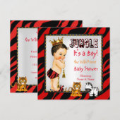 Oerwoud Wild Prince Baby shower Red Brunette Kaart (Voorkant / Achterkant)