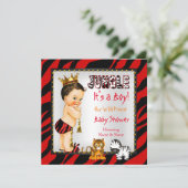 Oerwoud Wild Prince Baby shower Red Brunette Kaart (Staand voorkant)
