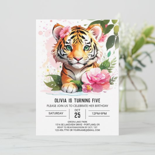 Oerwoud Wild Tiger Custom Verjaardag Kaart (Staand voorkant)