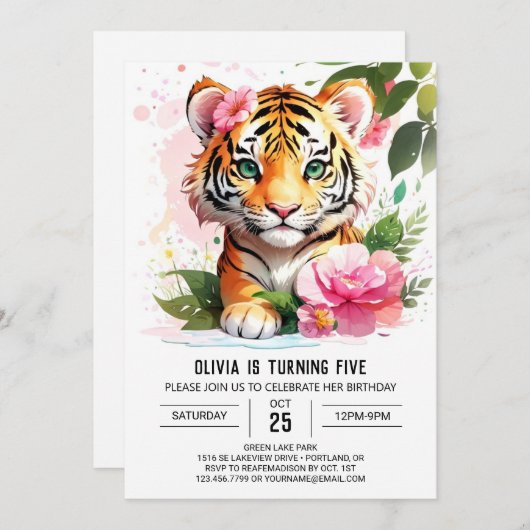 Oerwoud Wild Tiger Custom Verjaardag Kaart (Voorkant / Achterkant)