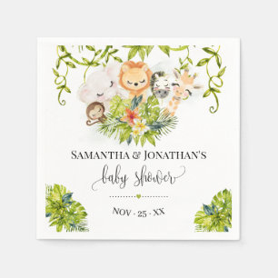 Oerwoud Wilde Baby Animals Tropisch Baby shower Servet